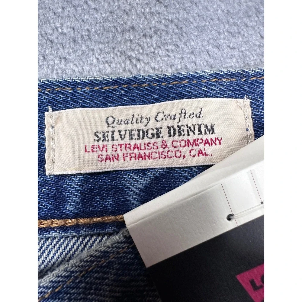 Levis 501 90s Selvedge Denim Jeans Womens 28x30 Blue Straight Leg A1959-0063 NWT - Picture 9 of 16